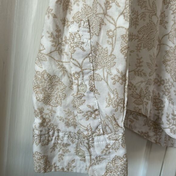 Eddie Bauer Cream Long Sleeve Buttoned Pull-Over 100% Cotton Size S - Picture 5 of 10